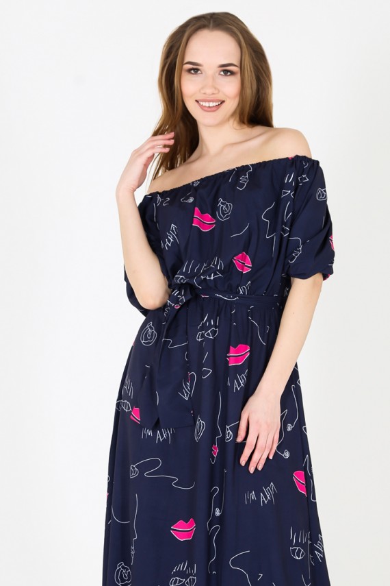 Malaeva Платье D275001-10-синийпринт-OneSize
