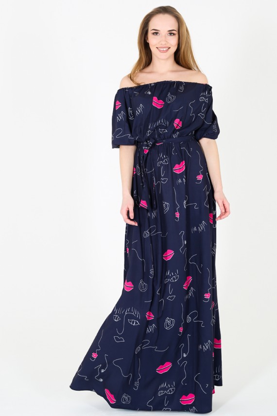 Malaeva Платье D275001-10-синийпринт-OneSize