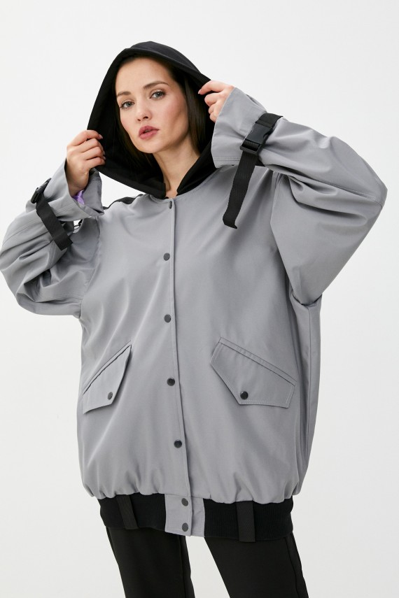 Malaeva Куртка SD-F205-7-L-M-светло-серый-ч-OneSize